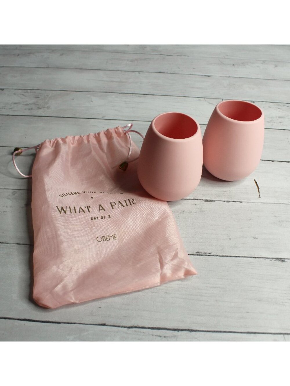 Odeme Silicone Stemless Wine Glasses What a Pair Set of 2 Pink